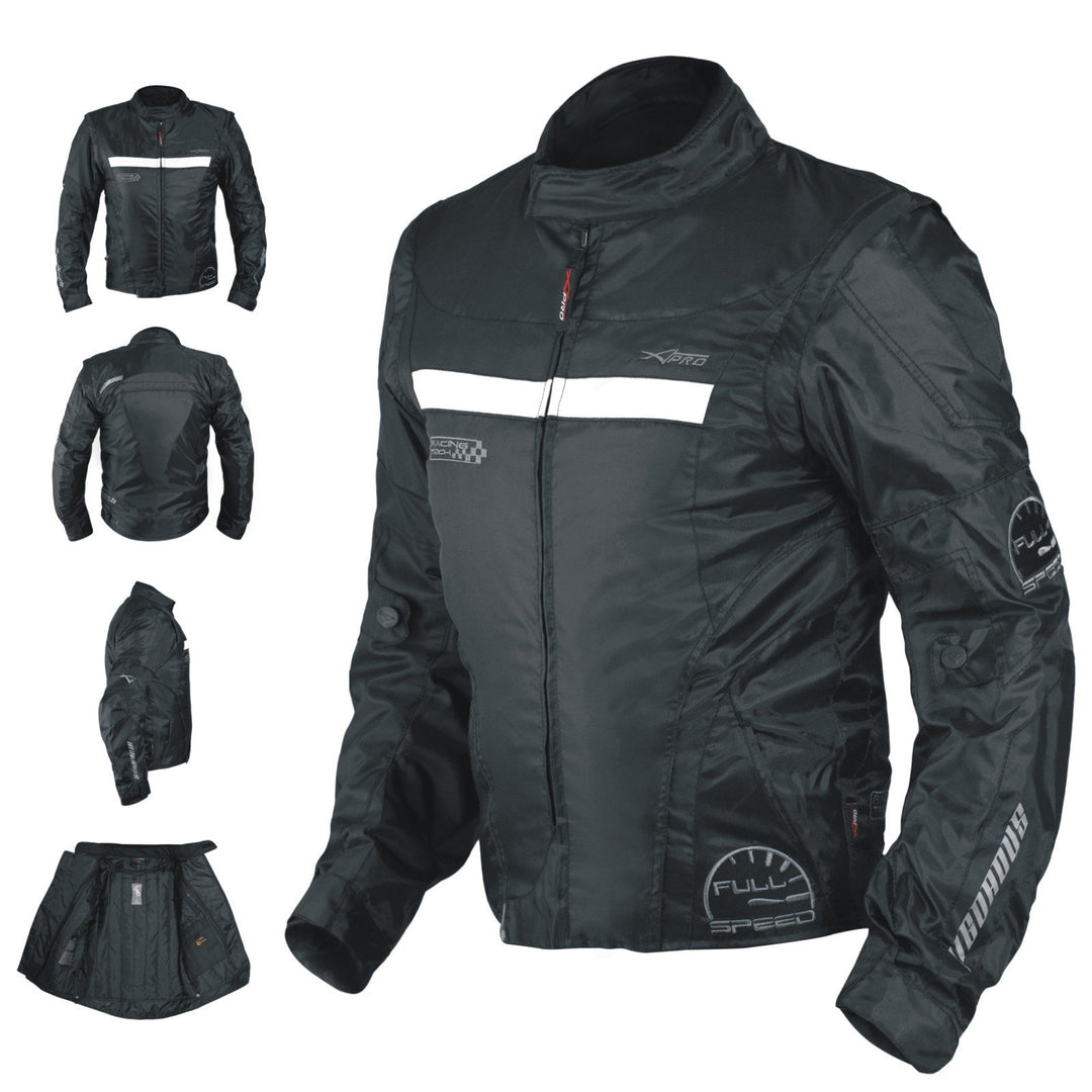 A-pro Motorradjacke für Damen, Nylon, Oxford, Thermoweste, reflektierend S-3XL Schwarz, S-3XL Schwar