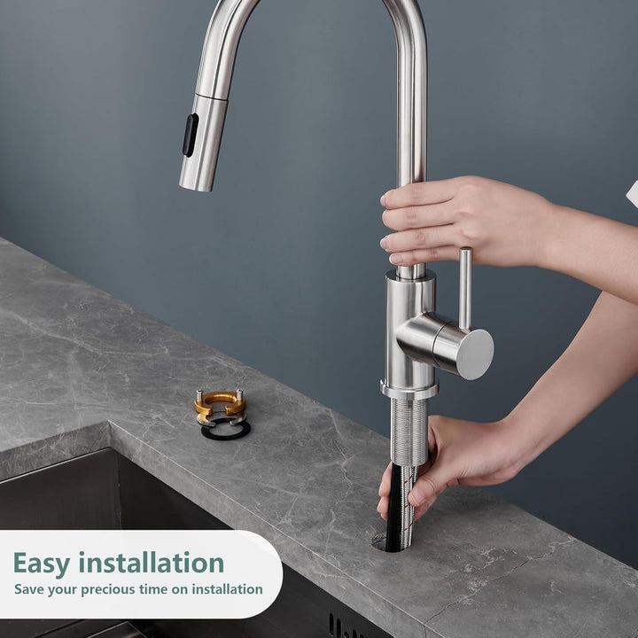 YardMonet Küchenarmaturen wasserhahn küche,ausziehbar 360° Drehbar 2 Sprühfunktionen, Edelstahl küch