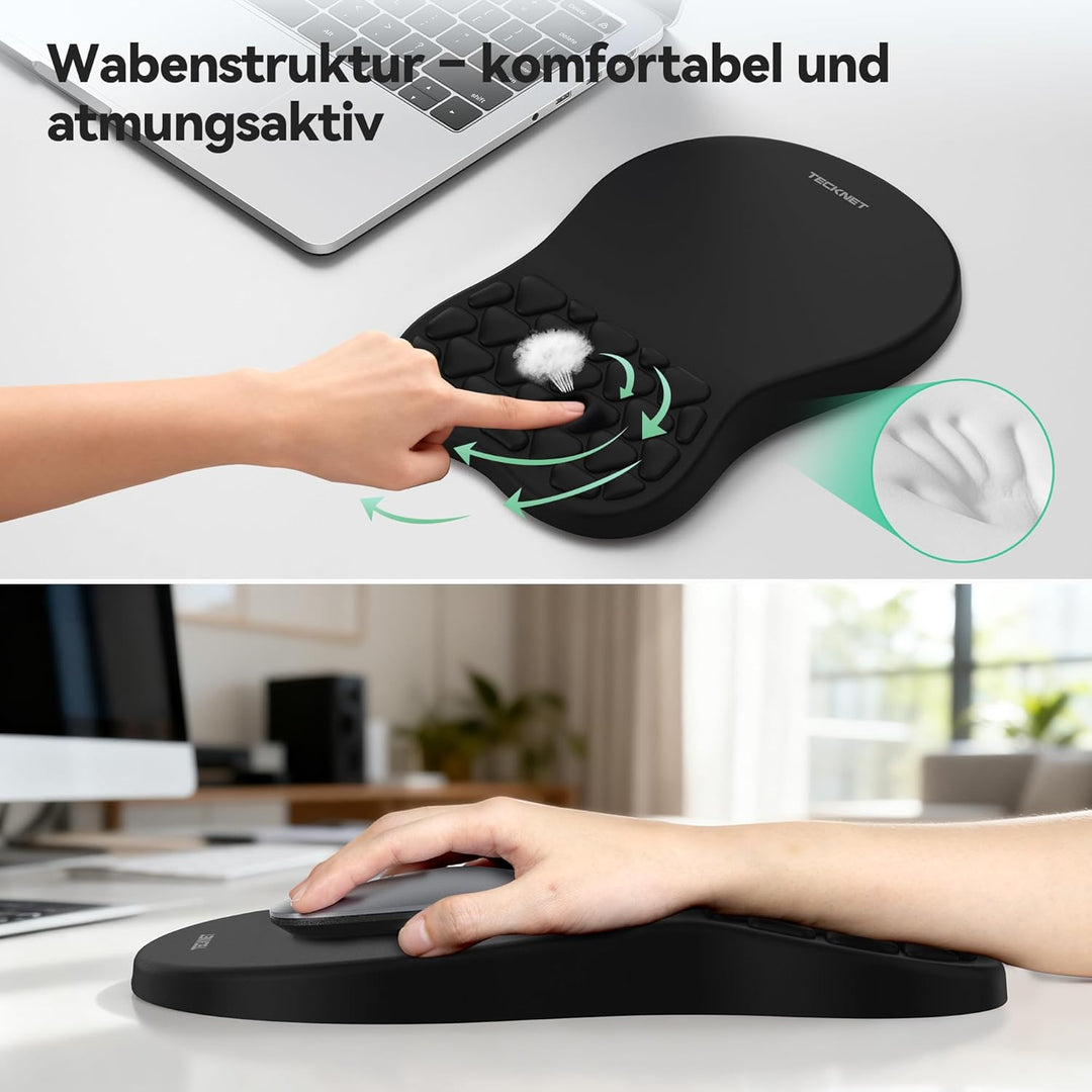 TECKNET Ergonomisches Mauspad und Handballenauflage Tastatur, Mousepad mit Handauflage, Gaming Mausp