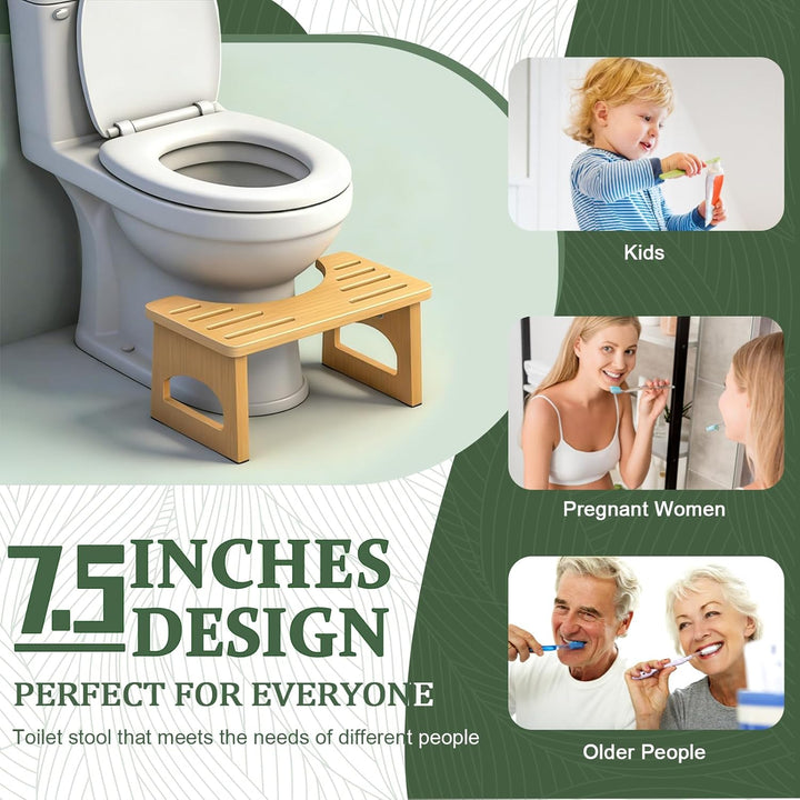 RayLove Physiologischer Toilettenhocker aus Holz, Klappbarer Toilettenhocker aus Holz, 35 Grad strap