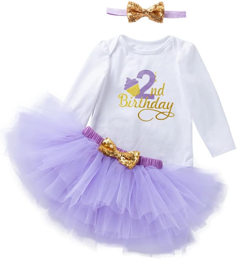 UUAISSO Baby Mädchen Mein 1. Geburtstag Outfits Kurzarm Cake Smash Rock Pailletten Tutu Prinzessin K
