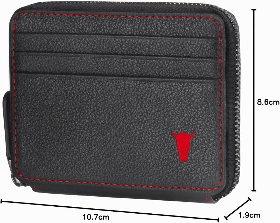 TORRO Leder-Kartenhalter mit Münzfach – RFID Blocker Echtleder Kartenfächern mit Münzfach mit Reissv