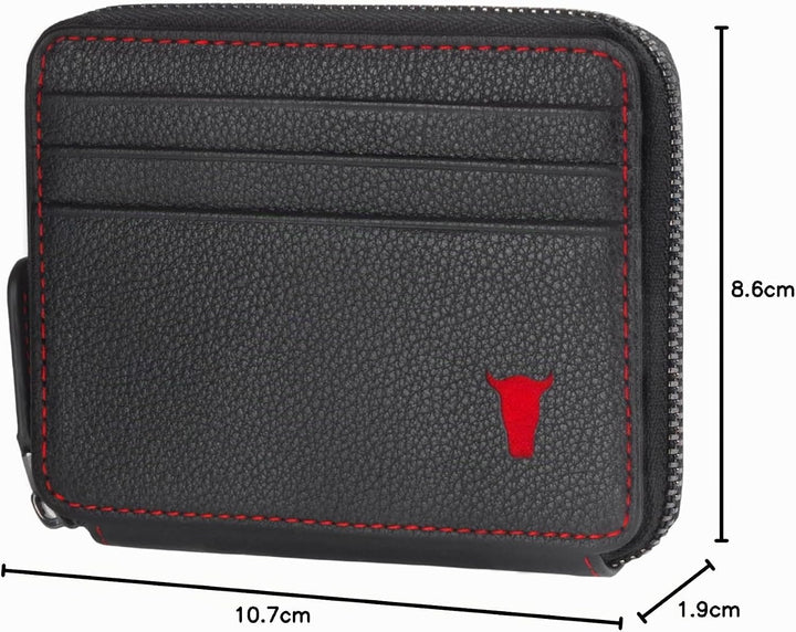 TORRO Leder-Kartenhalter mit Münzfach – RFID Blocker Echtleder Kartenfächern mit Münzfach mit Reissv