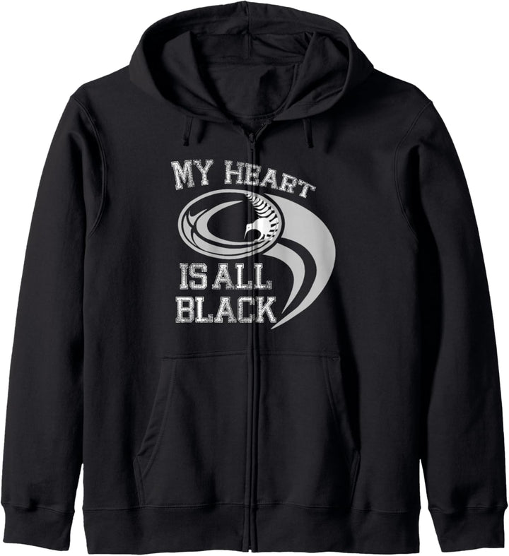 My heart is all black - Rugby New Zealand Fan Kapuzenjacke