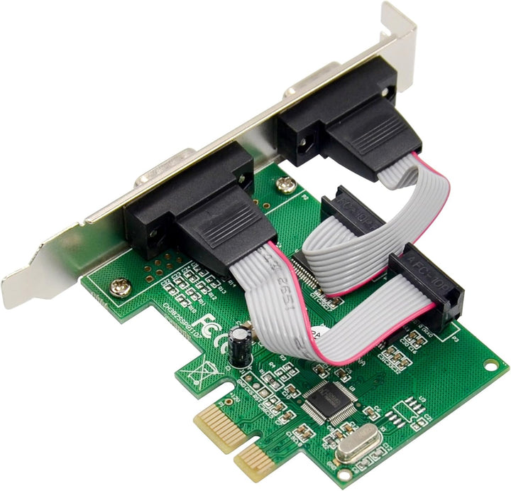 Inline PCIe RS-232 Karte mit 2 seriellen Schnittstellen, D-Sub 9 Stecker, inkl. Low-Profile Slotblec