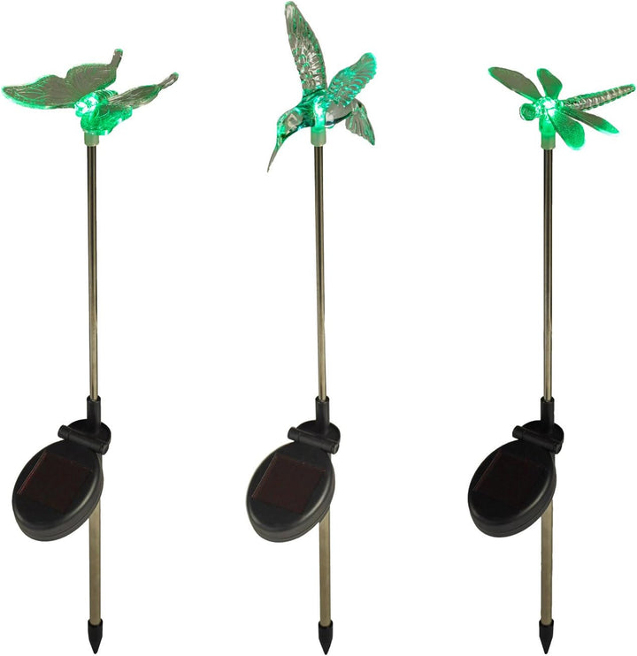 Lights4fun 6er Set Solar Stableuchten Gartendeko Libelle Kolibri Schmetterling 6 Stk, 6 Stk