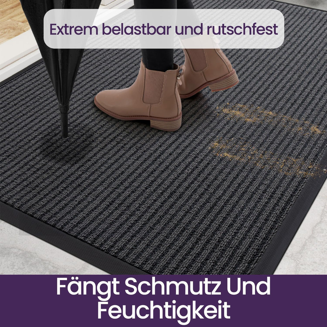 DEXI Fussmatte Aussen, rutschfest Schmutzfangmatte, waschbar & wetterfest dünn Fussmatte Türmatte Fu