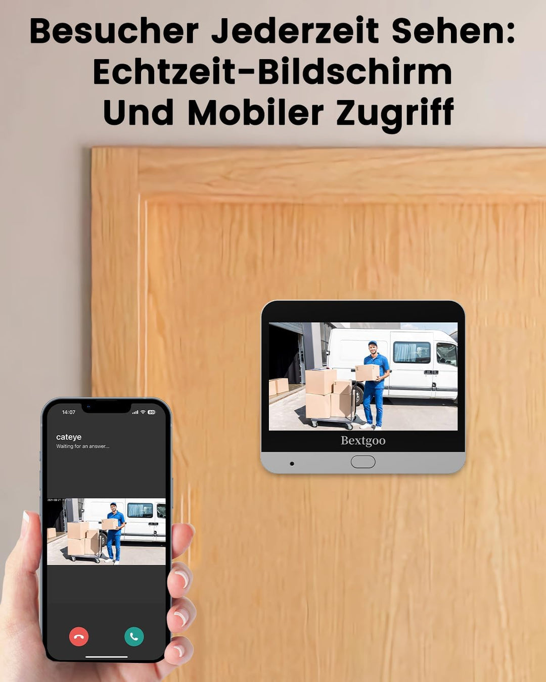 Bextgoo Türspion Kamera, 2K Digitaler Türspion Kamera WLAN mit 4,3 Zoll Farbbildschirm mit 32GB Spei