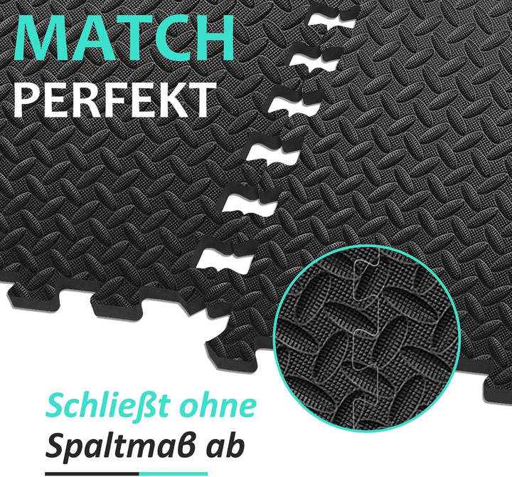 Bodenschutzmatte Fitness Set [61 x 61cm], 12/24/48 Puzzlematte, EVA Sportmatte Fitnessmatte Rutschfe