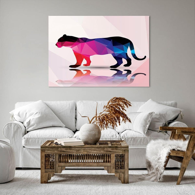 Bilder auf Leinwand 100x70cm Leinwandbild Tiger Illustration modern Grafik Gross Wanddeko Bild Schla