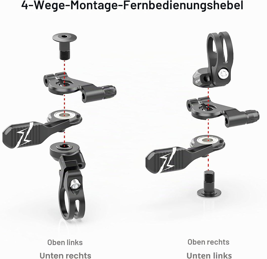 Funn UpDown CNC Fernbedienungshebel-Kit für Mountainbike-Teleskopsattelstütze, 4-Positionen-Montage,