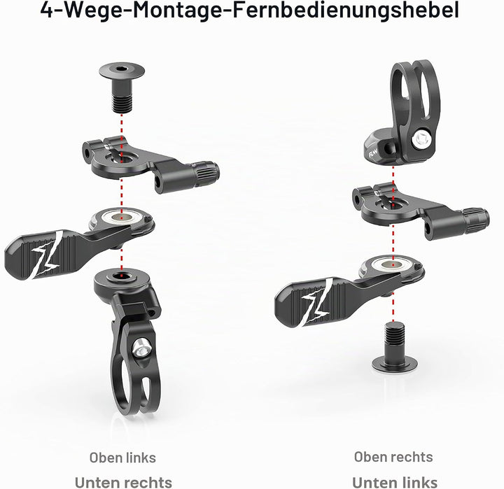 Funn UpDown CNC Fernbedienungshebel-Kit für Mountainbike-Teleskopsattelstütze, 4-Positionen-Montage,