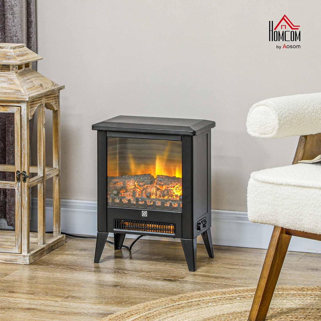 HOMCOM Elektrokamin Elektrischer Kamin mit Heizung, LED-Flammeneffekt, 1800 W Standkamin mit niedrig