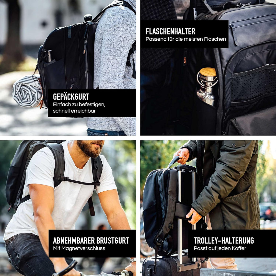 Jaimie Jacobs Smarter Daypack Business Rucksack mit Laptoptasche bis zu 16,1 Zoll Kofferfunktion erw