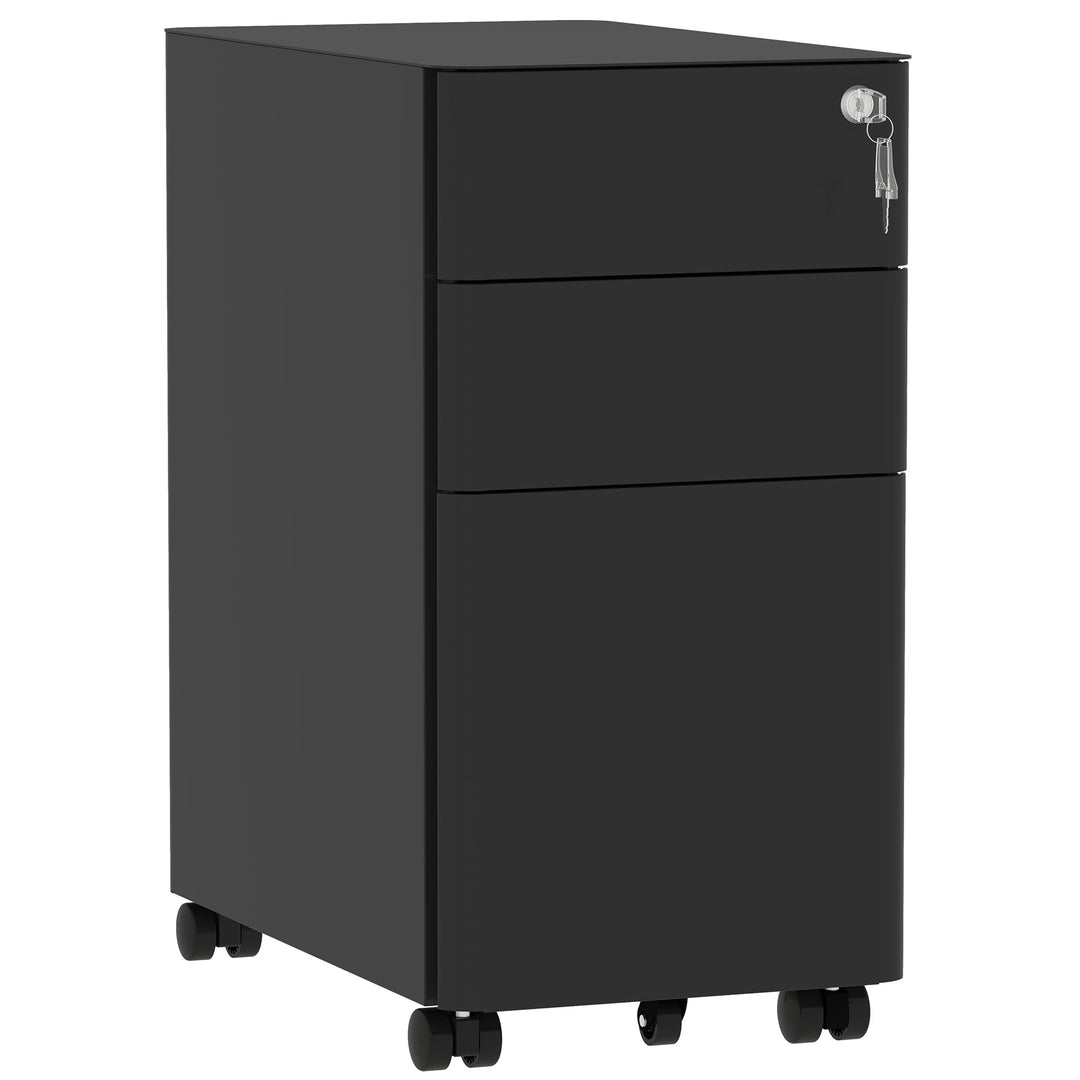 DWVO 3 verschliessbare Schubladen Metall Aktenschrank, Mobile Aktenschrank für Home Office, Unter Sc