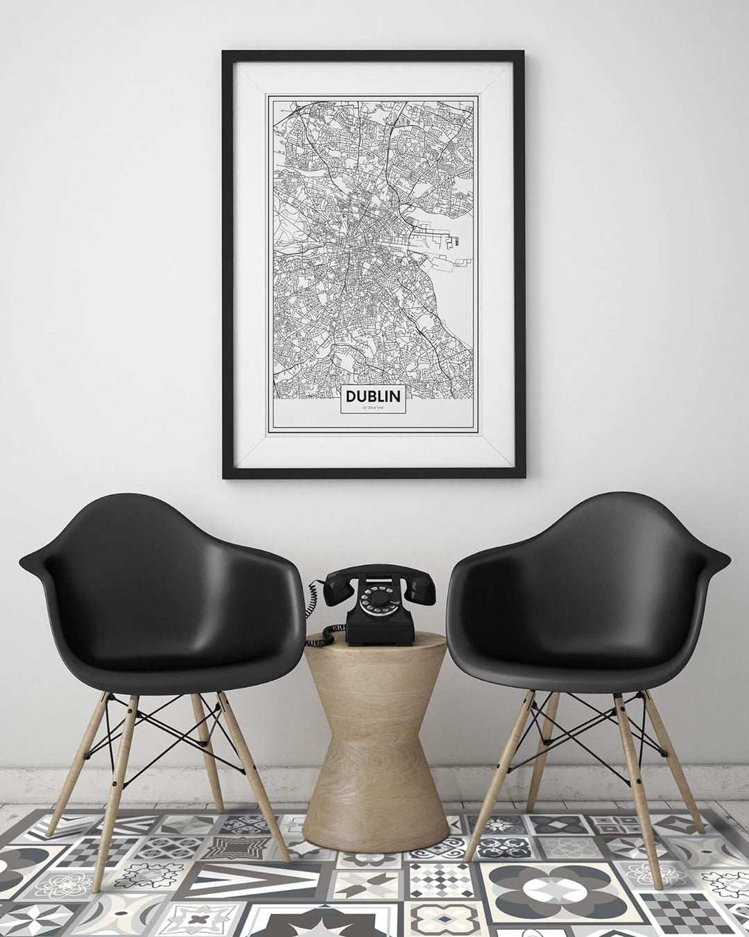 Panorama Vynilteppich Hydraulic Fliesen 2 Grau Farbe - 60 x 110 cm - Waschbar rutschfest Küchenteppi