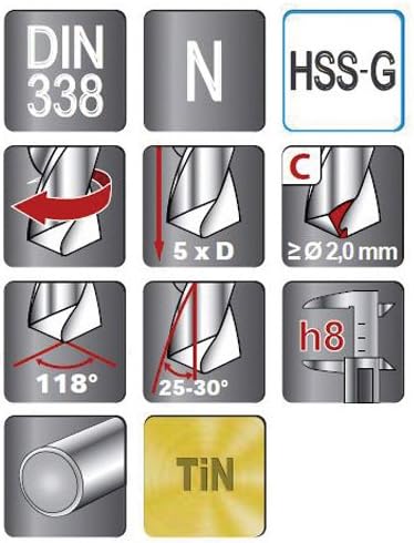 RUKO Spiralbohrer DIN 338 Typ N D.10,2mm Spiral-L.87mm HSS-G TiN