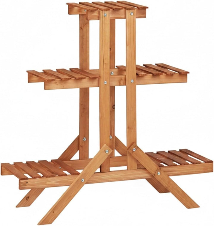 Relaxdays Blumentreppe 3 Ebenen, Aus Holz, Blumenständer für innen, Mehrstöckig, HBT: ca. 82,5 x 83