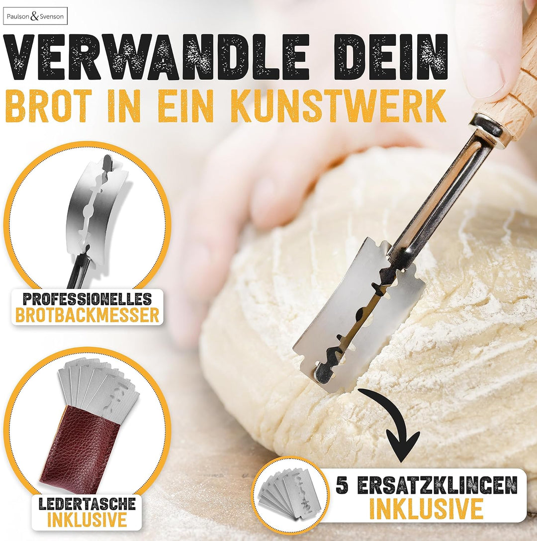 Paulson & Svenson - 2 Stück Gärkörbchen oval im Komplett-Set zum Brotbacken - 100% natürlichem Ratta