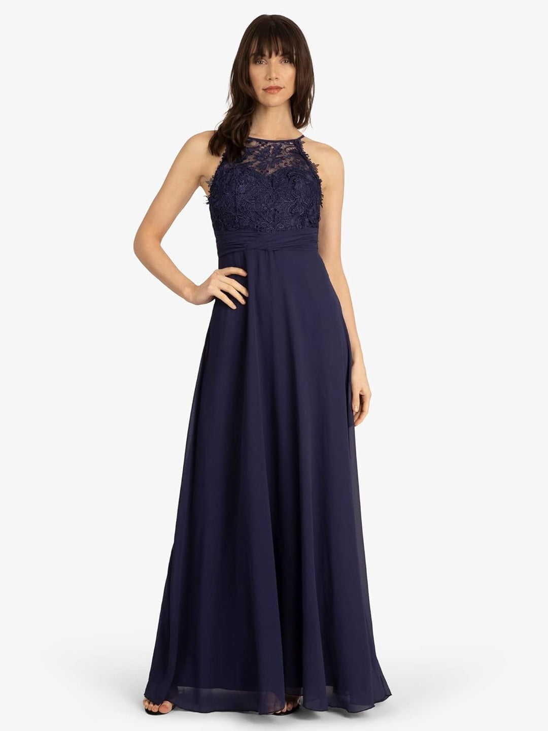 Damen Apart Abendkleid aus Chiffon und Spitze Special Occasion Dress L Dunkelblau, L Dunkelblau