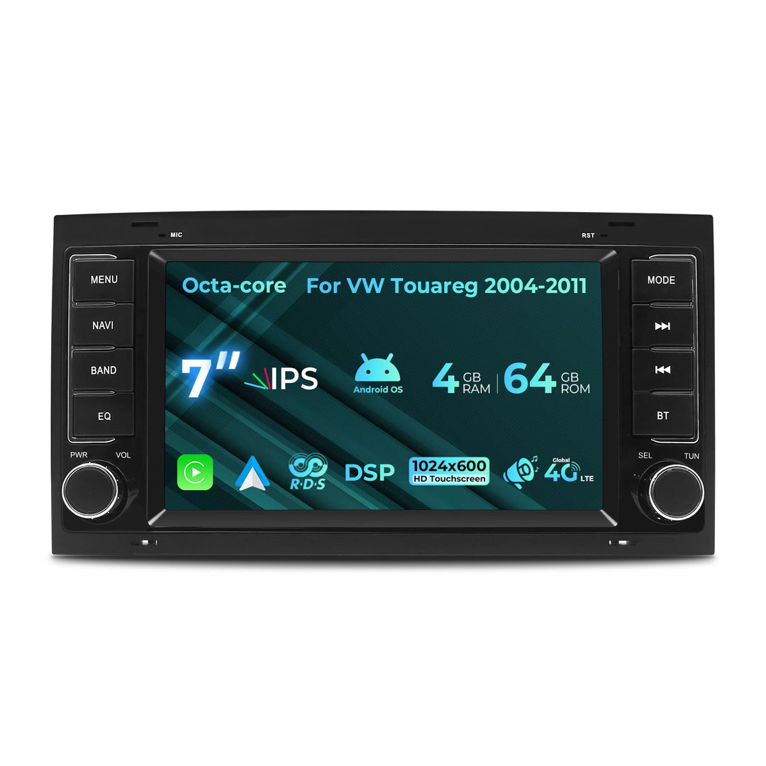 8-Core Android Autoradio für VW Touareg 2004-2011 mit 7-Zoll-IPS-Bildschirm, 4+64 GB Head Unit Car M