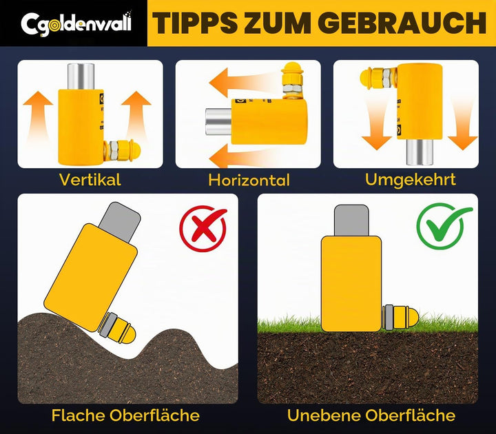 CGOLDENWALL Hydraulikzylinder 10T Einzelabschnitt Professioneller, Ultradünner, Hub 50 mm, Nutzfläch