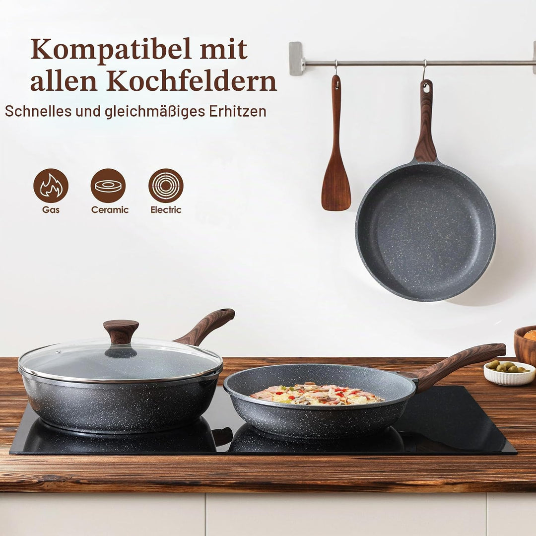 SENSARTE Antihaft Bratpfanne, 20cm Schweizer Granit-Beschichtung Omelette Pfanne, gesunde Stein Koch