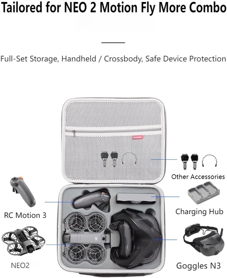 Tragetasche für DJI Neo 2 Motion Fly More Combo, tragbare Reisetasche mit Schultergurt für Goggles N