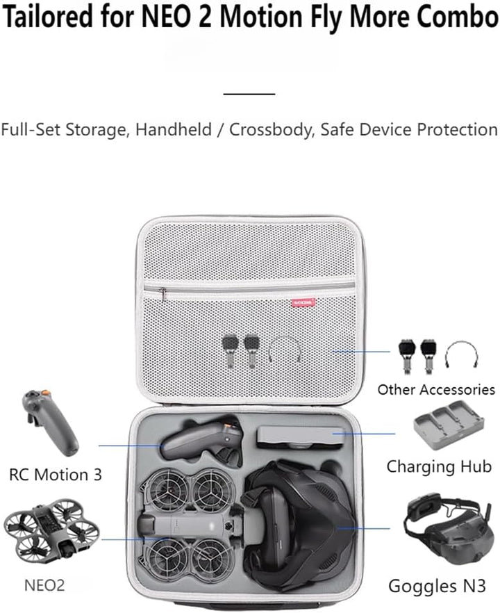 Tragetasche für DJI Neo 2 Motion Fly More Combo, tragbare Reisetasche mit Schultergurt für Goggles N
