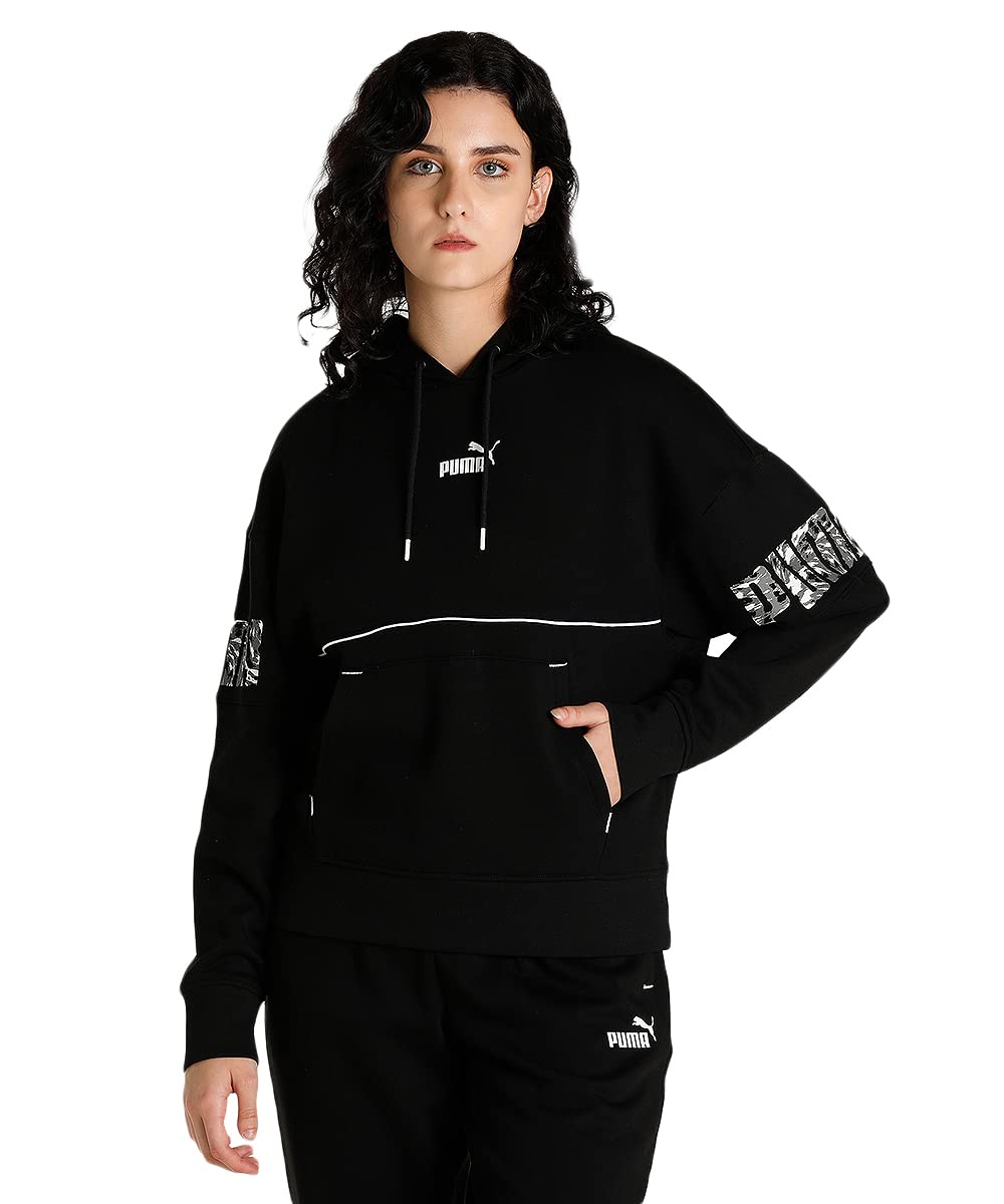 PUMA Damen Power Safari Hoodie FL Sweatshirt, M Schwarz