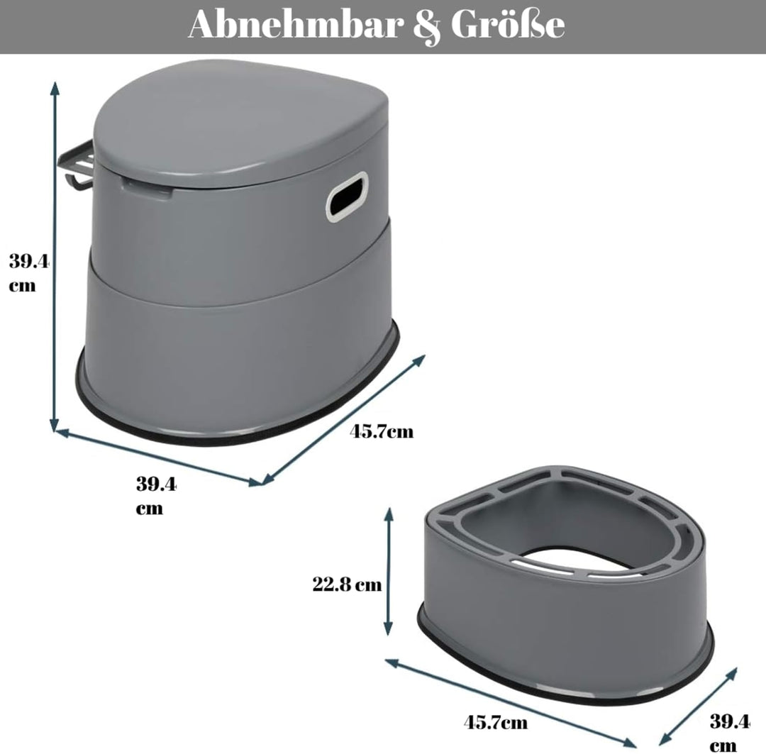 LEADZM Campingtoilette Tragbare Reisetoilette Mobile Toilette für Camping Mit Sitz, Deckel und Toile