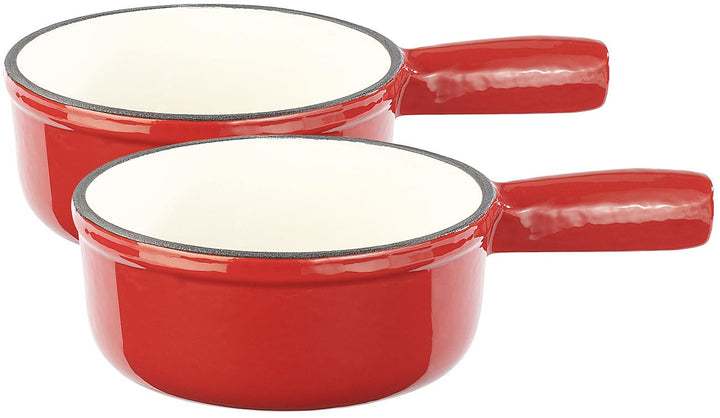 Rosenstein &amp; Söhne Gusseisen Fondue: 2er-Set Käsefondue-Töpfe aus Gusseisen, 16 cm (Swiss Fondue-Set