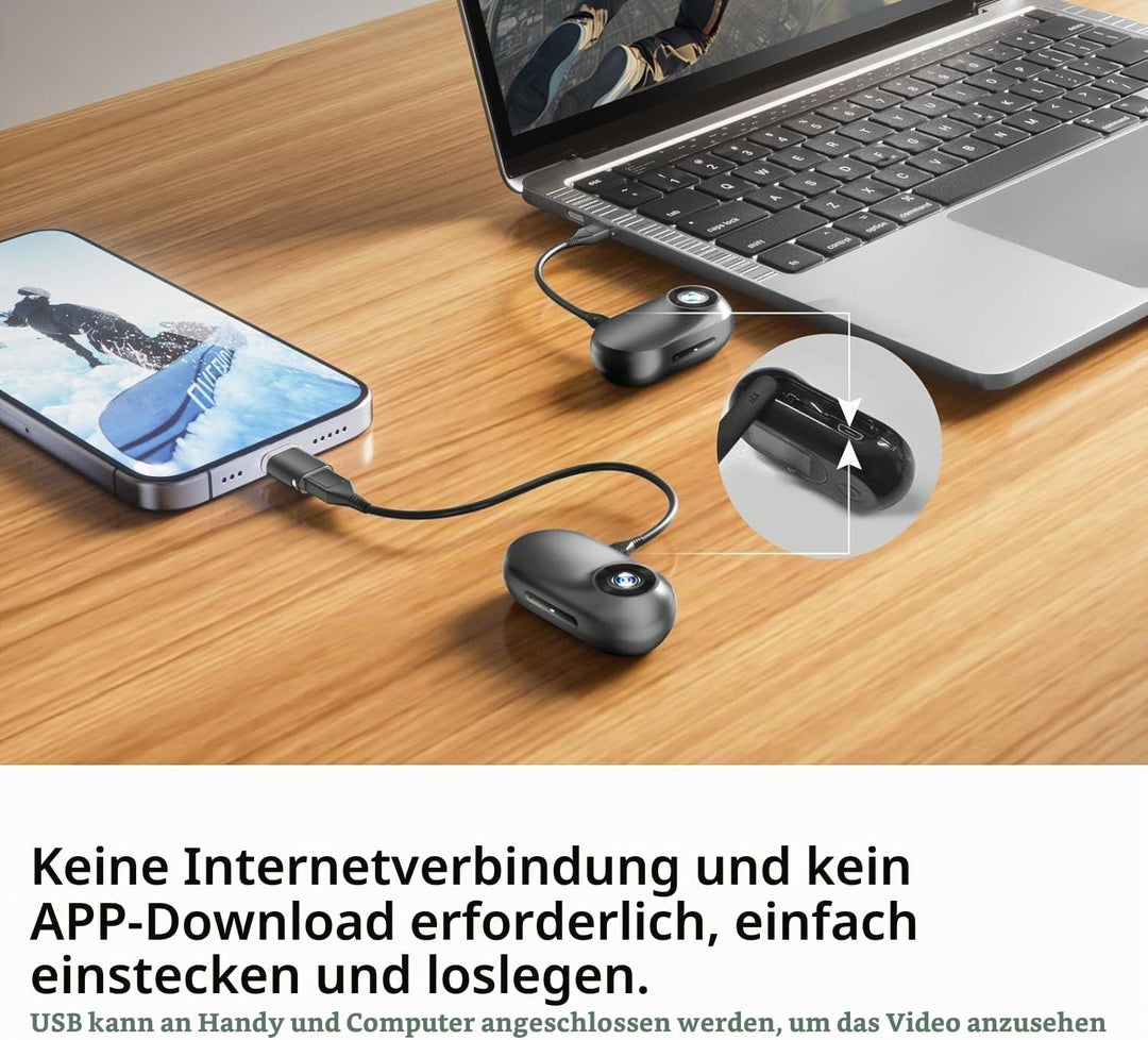 OBEST Mini Action Cam 360 Action Kamera Bodycam mit 0.96" Bildschirm, 1080P Magnetische Körperkamera
