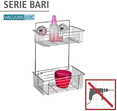 WENKO Vacuum-Loc® Wandregal 2 Etagen Bari, Wandablage zur Montage ohne bohren, Duschablage mit prakt