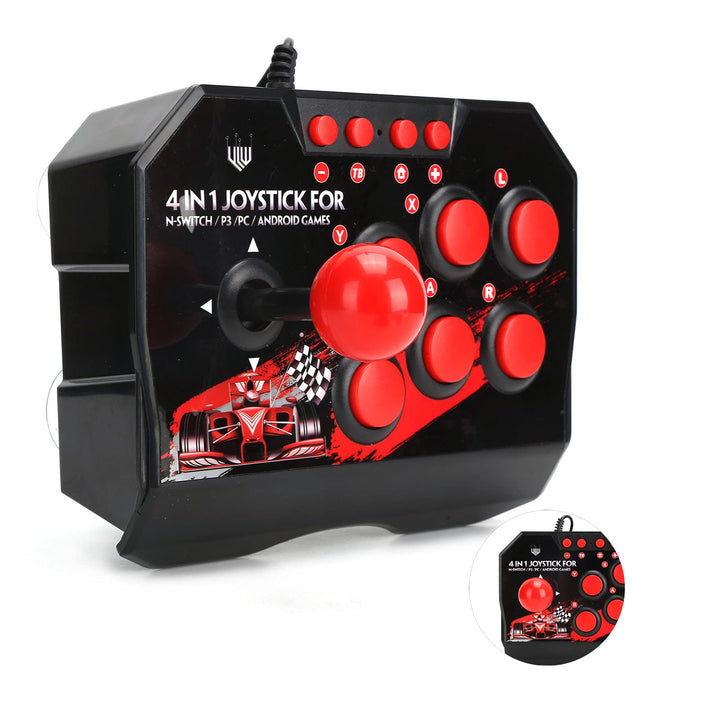 Arcade Fight Stick Controller, Kabelgebundener 4-in-1-Game-Joystick, Multifunktionaler Kugelförmiger