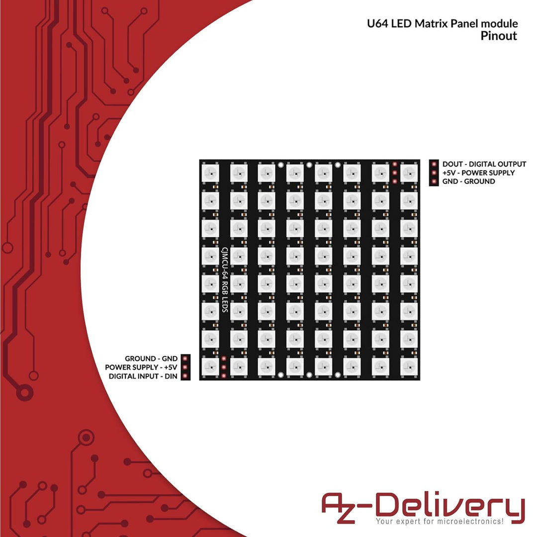 AZDelivery 5 x U 64 LED Matrix Panel CJMCU-8x8 Modul kompatibel mit Arduino und Raspberry Pi inklusi