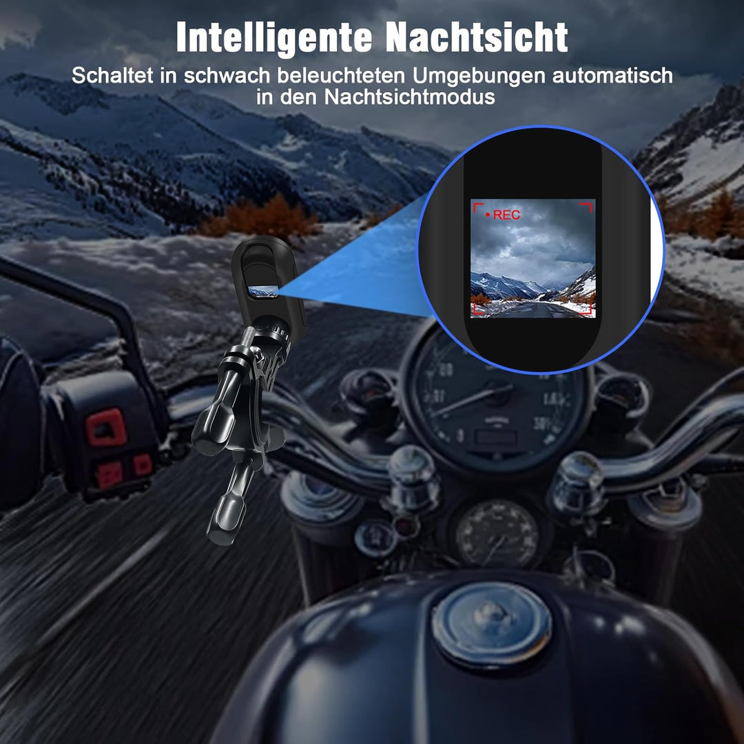 Mini Actionkamera 1080P, Action Cam Motorrad mit 150°Weitwinkel & Nachtsicht, Tragbar wasserdichte S