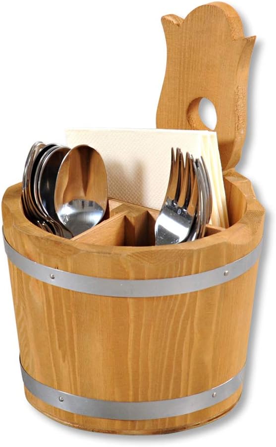 Besteckbehälter aus Holz H=20 D=14 cm ge & Relaxdays Brezelständer aus Bambus, 6-armig, Höhe 35 cm,