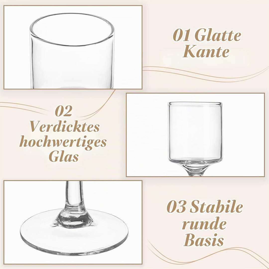 Sziqiqi 6 Stück Teelichthalter Glas - Elegante Kerzenständer Hohe Kerzenhalter Stumpenkerzen Windlic