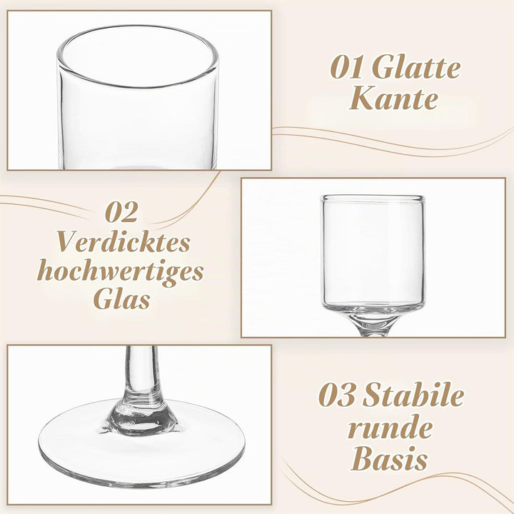 Sziqiqi 6 Stück Teelichthalter Glas - Elegante Kerzenständer Hohe Kerzenhalter Stumpenkerzen Windlic