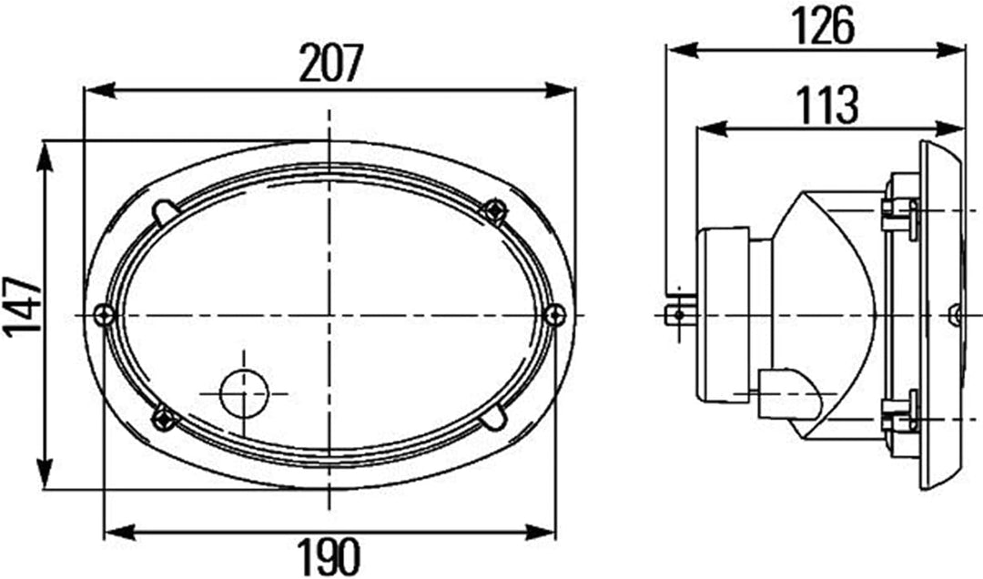 HELLA - Halogen-Hauptscheinwerfer - Oval 120 - 12V - Einbau - Stecker: Male - links/rechts - 1LB 996