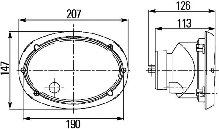 HELLA - Halogen-Hauptscheinwerfer - Oval 120 - 12V - Einbau - Stecker: Male - links/rechts - 1LB 996