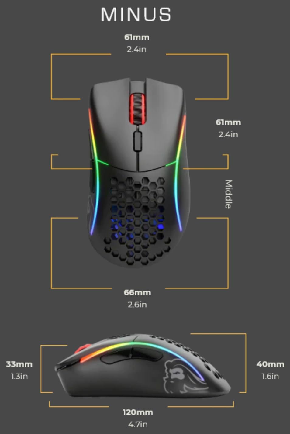 Glorious Gaming Model D- (Piccolo) Wireless Mouse da Gaming Senza fili - Superleggero 67 g, Design a
