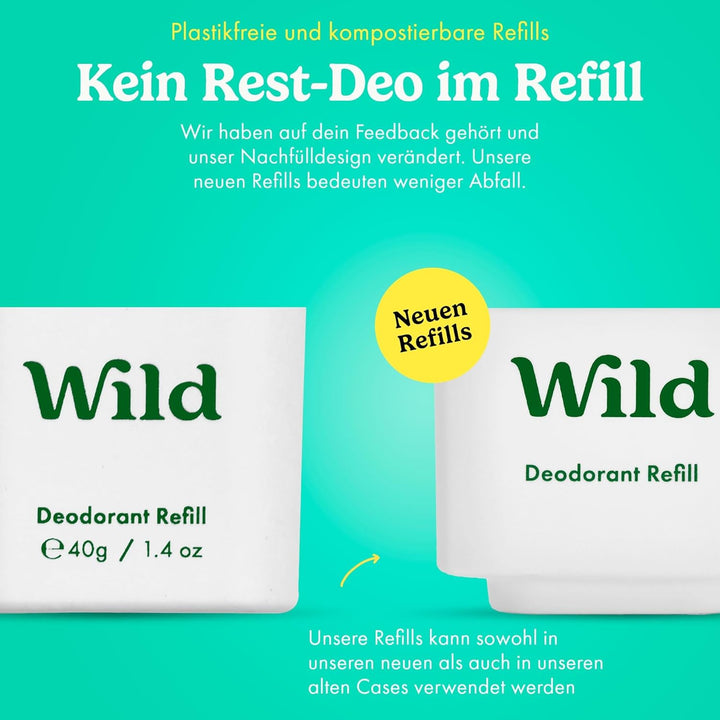 Wild - Das Komplette Starter-Set - Lilafarbener Deobehälter mit 5 x 40g Nachfüllpacks in verschieden