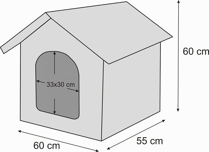 PillowPrim Hundehütte Hundehöhle Hundebett Hundehaus Katzenhöhle Tierbett XL - 60x55 cm grau mit Pfo