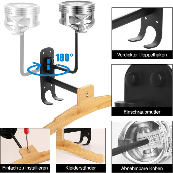Motorrad Zubehör für Biker – 2-in-1 Wandhalterung für Helm & Jacke – Stylischer Helmhalter im Totenk