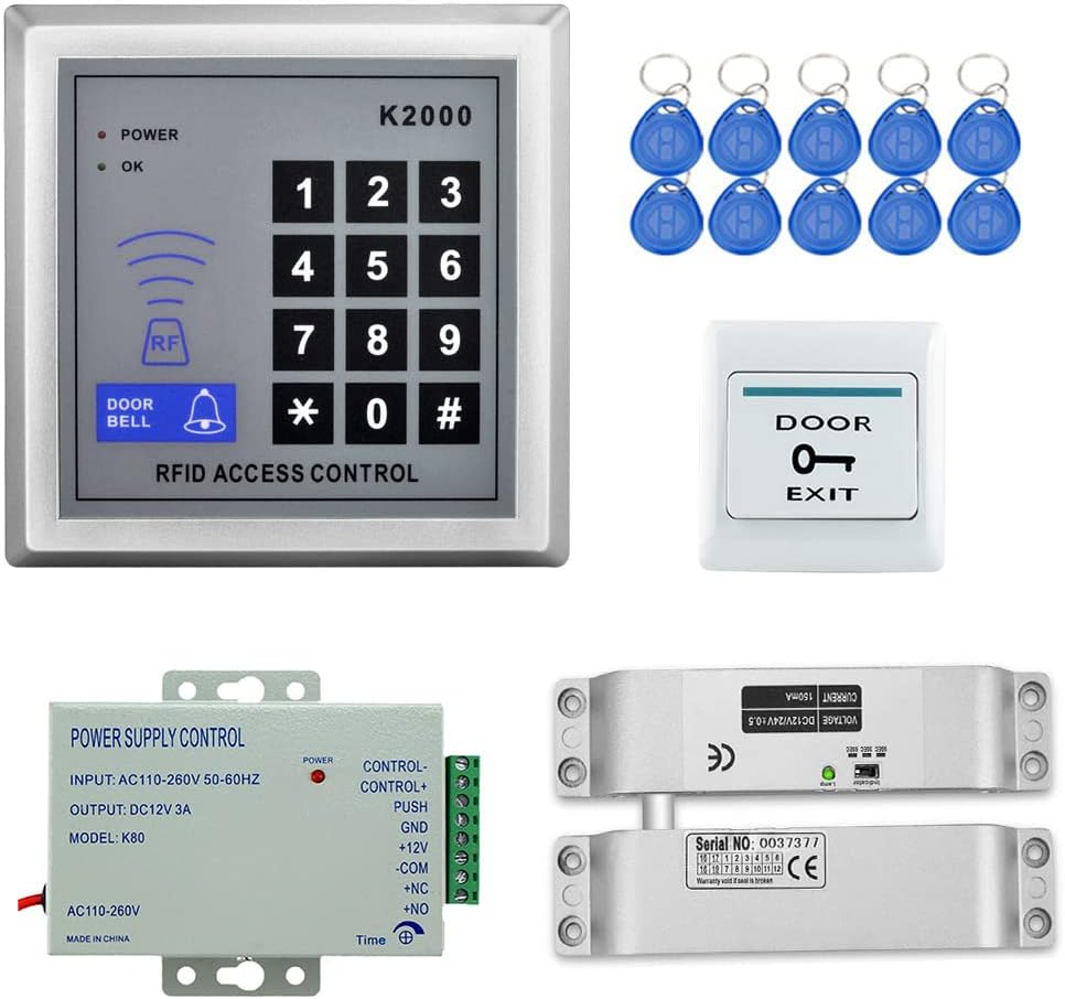 YAVIS Full Set RFID Türzugangskontrolle, System + elektrische Bolzenverriegelung + 110-240 V AC 12 V