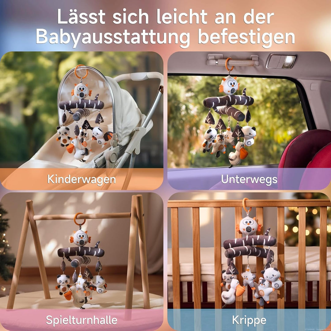 TUMAMA Baby Kinderwagen Spielzeug ab 0 2 3 4 6 8 9 12 Monate, Kontrast Schwarz Weiss Spielbogen Anhä