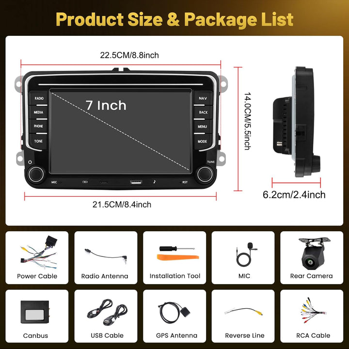 Roinvou 4+64G Android 15 Autoradio für VW Beetle Passat Jetta Sharan CC Tiguana Caddy Wireless CarPl
