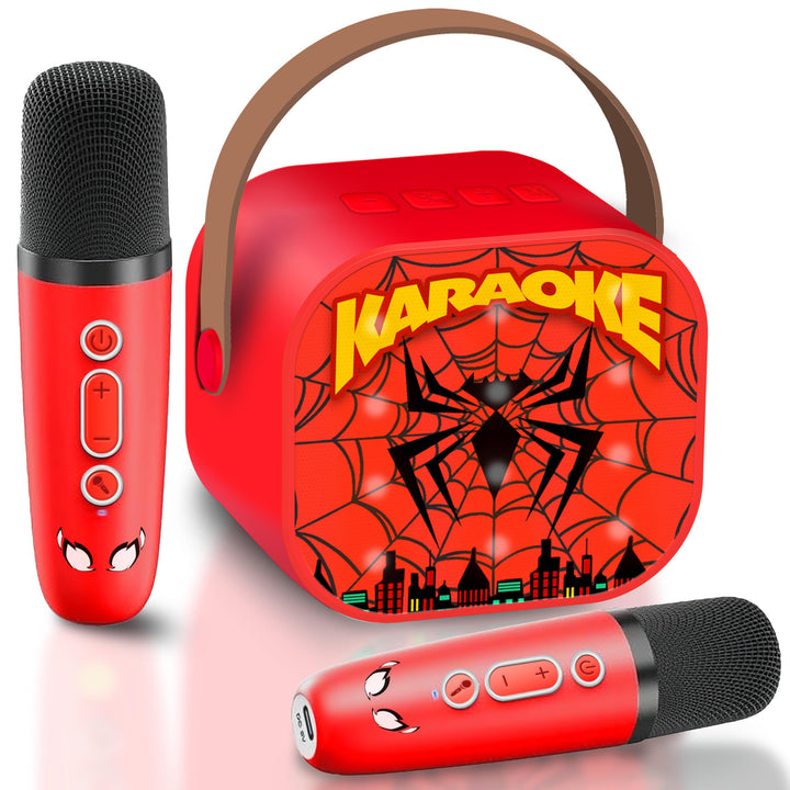 Spider Karaoke Maschine Kinder mit 2 Bluetooth Mikrofon, Spider Spielzeug für Kinder 3 4 5 6 7 8-12